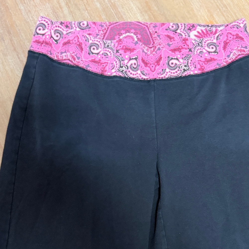 Black Pants with Pink Paisley Waistband